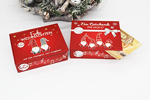 KAMACA Juego de 2 cajas de regalo con música para regalar dinero, regalos pequeños, regalos, dinero, cupones de Navidad, juego de 2 cajas de música de duende