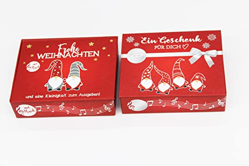 KAMACA Juego de 2 cajas de regalo con música para regalar dinero, regalos pequeños, regalos, dinero, cupones de Navidad, juego de 2 cajas de música de duende