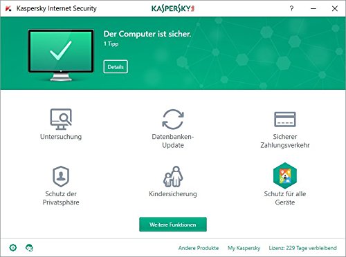 Kaspersky Lab Internet Security 2018 1 licencia(s) Caja Alemán - Software de licencias y actualizaciones (1 licencia(s), Caja)