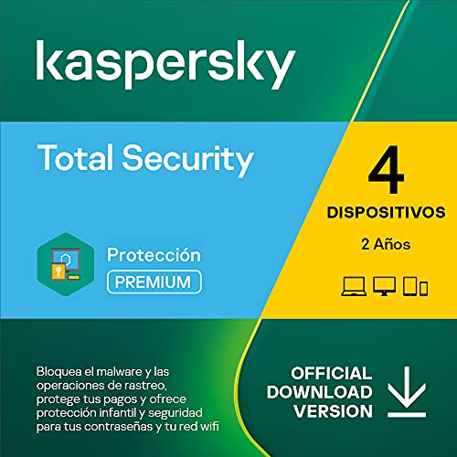 Kaspersky Total Security 2022 | 4 Dispositivos | 2 Años | PC / Mac / Android | Código de activación enviado por email