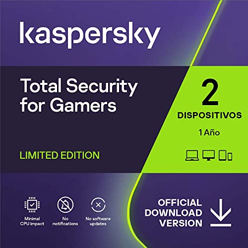 Kaspersky Total Security 2022 | Gamer | 2 Dispositivos | 1 Año | PC / Mac / Android | Código de activación enviado por email