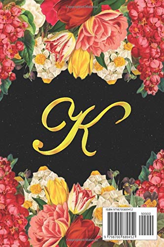 Katriell Notebook: Lined Notebook / Journal with Personalized Name, & Monogram initial K on the Back Cover, Floral cover, Gift for Girls & Women