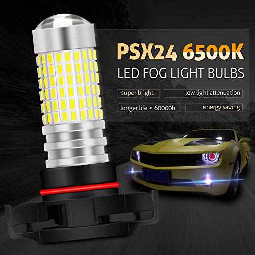 KATUR PSX24W Bombillas de luz antiniebla LED 80W 3000LM 6500K Xenón Blanco con proyector para Conducir Luces de circulación Diurna DRL o Luces antiniebla (Paquete de 2)