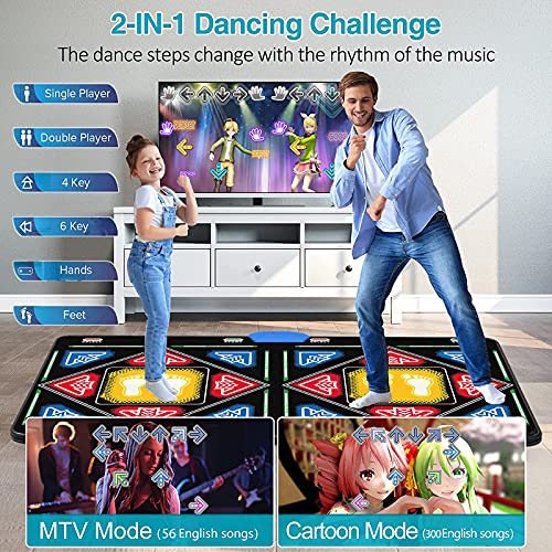 KAXIMON Alfombrilla de danza para niños, doble alfombrilla de danza para TV con puerto HDMI, equipada con receptor inalámbrico, Plug and Play, soporte para añadir tus propias canciones