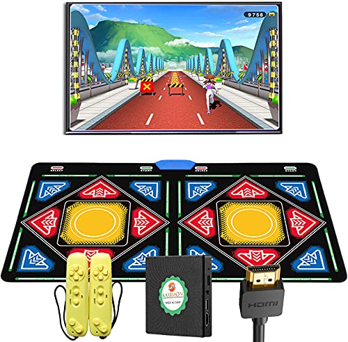 KAXIMON Alfombrilla de danza para niños, doble alfombrilla de danza para TV con puerto HDMI, equipada con receptor inalámbrico, Plug and Play, soporte para añadir tus propias canciones