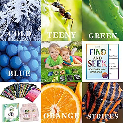 KCH 37 PCS Find and Seek Juego De Cartas Scavenger Hunt Juegos De Mesa Interiores Al Aire Libre Actividades para La Familia Niños De 3 A 12 Años Juegos