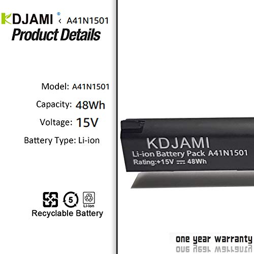 KDJAMI A41N1501 Batería para ASUS ROG GL752VW G752VW N552V N552VX GL752 N552 N752 Series Notebook 0B110-00360000 0B110-00360100 A41LK9H L41LK2H (4 Cells 15V 48Wh-1 año Garantía
