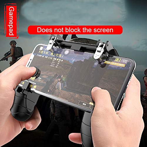 Kensd 2 Triggers Mobile regulador del Juego con Ventilador de refrigeración Compatiple for PUBG/COD Mobile/Fotnite [6 Finger Operación] L1R1 L2R2 Grip Controlador móvil Gamepad Joystick for iOS te