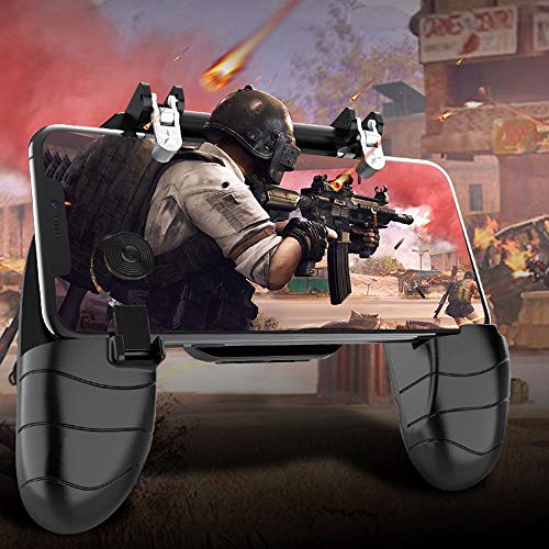 Kensd 2 Triggers Mobile regulador del Juego con Ventilador de refrigeración Compatiple for PUBG/COD Mobile/Fotnite [6 Finger Operación] L1R1 L2R2 Grip Controlador móvil Gamepad Joystick for iOS te
