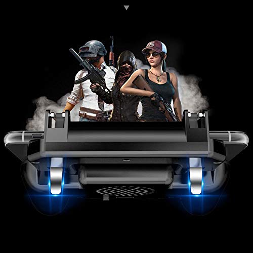 Kensd Alta sensibilidad del regulador del Juego móvil con Ventilador de refrigeración for Compatiple PUBG/DQO móvil/Fotnite [6 Dedo Operación] L1R1 L2R2 Funda del Mando móvil Joystick Gamepad for