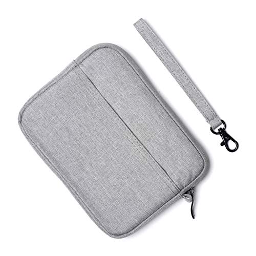 Kentop Sleeve Funda Portátil Lienzo Funda con Cremallera y Correa de Mano para 6 Inch Portátil, Lona,Gris Claro, 18 * 2 * 14CM