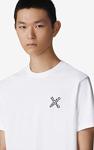 Kenzo - Camiseta deportiva para hombre, color blanco roto, 100% algodón, talla pequeña, talla pequeña blanco hueso L corto