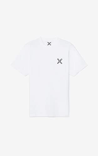 Kenzo - Camiseta deportiva para hombre, color blanco roto, 100% algodón, talla pequeña, talla pequeña blanco hueso L corto