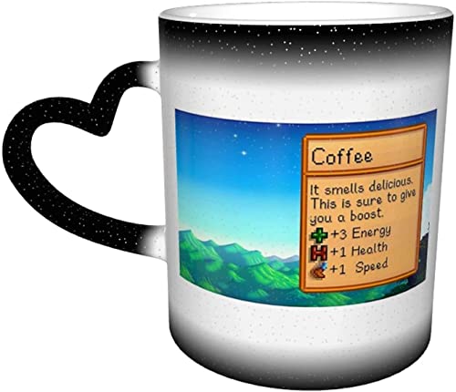 KEROTA Taza de café que cambia el calor de Stardew Valley Classic Color Cambiante Taza en el cielo Taza de café Taza de cerámica sensible al calor