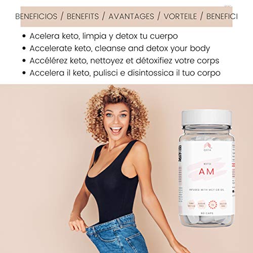 Keto Plus Actives (AM - 60 CAPS) - Keto Rapido DIA, Funciona Sin Deporte, Keto Light o Low-Carb, Sin Aditivos, 100% Natural + Ebook Recetas + Servicio de Personalización