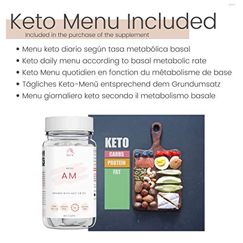 Keto Plus Actives (AM - 60 CAPS) - Keto Rapido DIA, Funciona Sin Deporte, Keto Light o Low-Carb, Sin Aditivos, 100% Natural + Ebook Recetas + Servicio de Personalización
