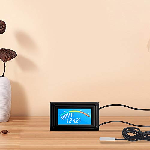 KETOTEK USB Termómetro Acuario Digital DC 5V-25V LCD Medidor de Temperatura con NTC Sonda Impermeable para Computadora PC Autos Moto Celsius/Fahrenheit DC 12V 24V -50℃~110℃