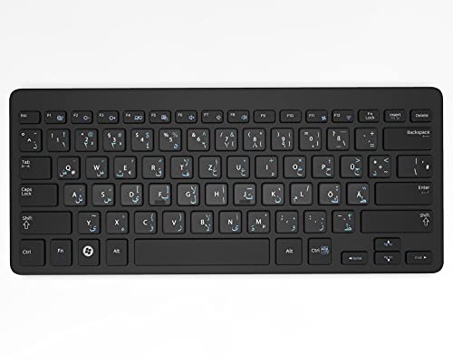 Keystickers® Adhesivo árabe para teclados de PC, portátil y portátil, 14 x 14 mm, transparente con barniz protector mate, color azul claro, pegatinas árabes