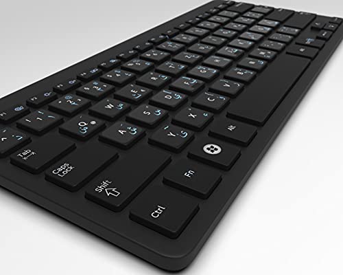 Keystickers® Adhesivo árabe para teclados de PC, portátil y portátil, 14 x 14 mm, transparente con barniz protector mate, color azul claro, pegatinas árabes