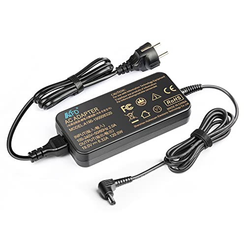 KFD 120W Cargador Portátil Adaptador para ASUS Rog GL552J A15-120P1A ADP-120RH B Vivobook GL552V N705UD FX504 A55V MSI GE60 CX62 GL752VW GL62M CX70 GT60 GT70 N56vz GL553V FX553VD FX553VE 19V 6.32A