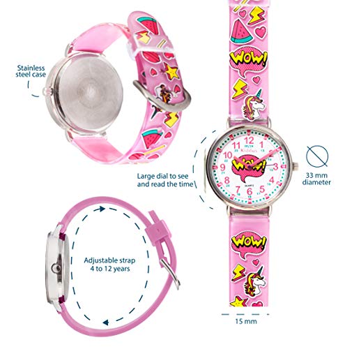KIDDUS Reloj Educativo para niño, Chica, Chico. De Pulsera, analógico. Time Teacher fácil de Leer para Aprender la Hora. Ejercicios incluídos. ¡Wow!