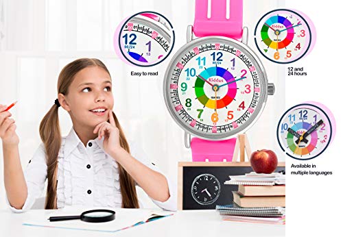 KIDDUS Reloj Educativo para niño, Chica, Chico. De Pulsera, analógico. Time Teacher fácil de Leer para Aprender la Hora. Ejercicios incluídos. ¡Wow!