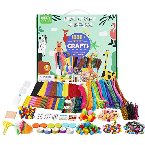 KIDDYCOLOR Art and Craft Supplies para niños, más de 1000 Piezas de Kit de Suministros para Manualidades, Todo en uno, Juego de Manualidades para niños pequeños de 5 años, 6 7 8 9 10