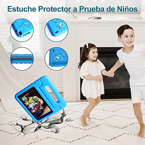 Kids Tablet 7 Pulgadas de Cuatro núcleos 1.6GHz Aocwei Android 11 HD Tableta para niños, 32GB (TF 128GB) | Wi-Fi | Cámaras duales | Control Parental | Estuche a Prueba de niños, Azul
