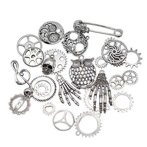 KiKiHong 80 Pcs Surtidos Steampunk Cogs Metal Colgante Cogs Engranajes Steampunk para Manualidades, joyería, Mixed Colours