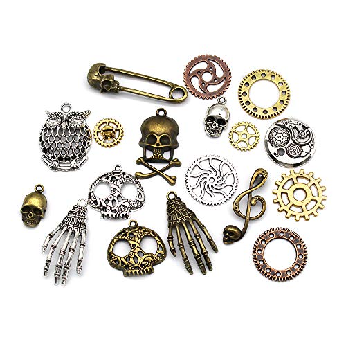 KiKiHong 80 Pcs Surtidos Steampunk Cogs Metal Colgante Cogs Engranajes Steampunk para Manualidades, joyería, Mixed Colours