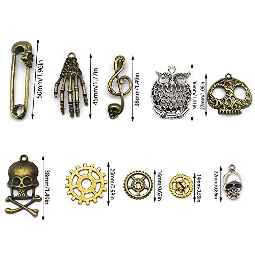 KiKiHong 80 Pcs Surtidos Steampunk Cogs Metal Colgante Cogs Engranajes Steampunk para Manualidades, joyería, Mixed Colours
