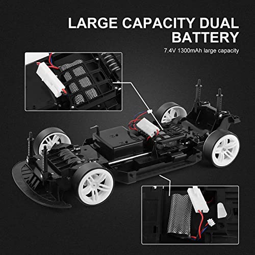 Kikioo RC Drift Racing Cars, 1/10 Scale Competitive Remote Control Race Cars, 2.4GHz 4WD con Faros RC Street Off Road Fast Hobby Grade RC Drifting Trucks Regalo para Adultos y niños