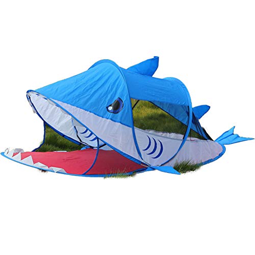 KIKTS Tienda Playa Bebe, Game Toy Carpa Infantil De Dibujos Animados, Shark and Puppy UV Pop Up Tent Baby Great Gift Outdoor Outdoor para Niños, 180X95x70cm,Blue