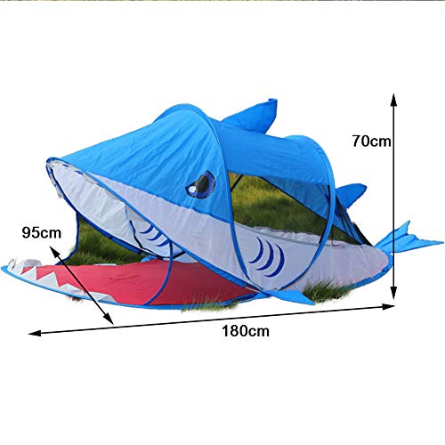 KIKTS Tienda Playa Bebe, Game Toy Carpa Infantil De Dibujos Animados, Shark and Puppy UV Pop Up Tent Baby Great Gift Outdoor Outdoor para Niños, 180X95x70cm,Blue