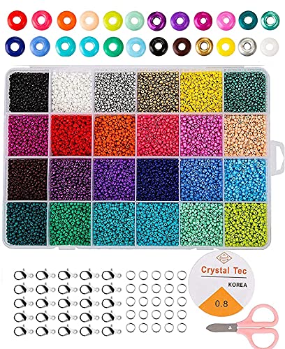 Killow Cuentas de Colores 2mm Mini Cuentas y Abalorios Cristal para DIY Pulseras Collares Bisutería (24 Colores)