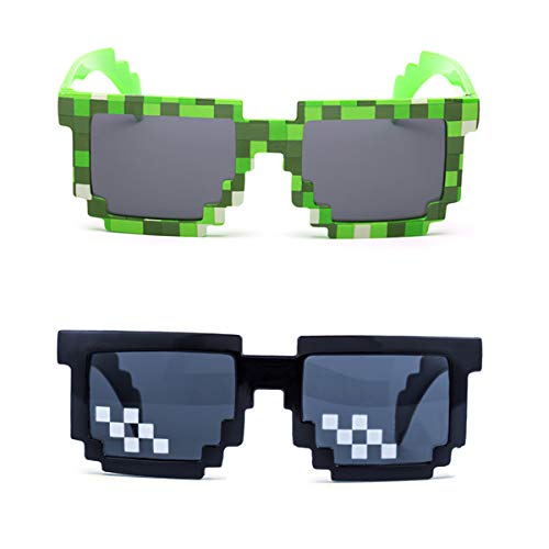 kilofly 2 gafas de sol de 8 bits Pixel UV Protect Gamer para adultos y niños
