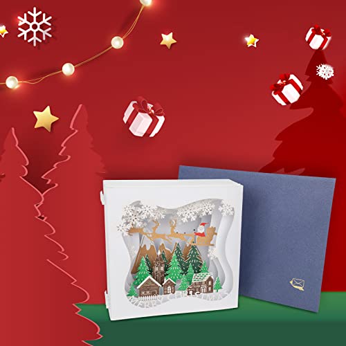 KIMI-HOSI 3D Pop Up Tarjetas Navidad 3D Pop-up Tarjeta de Año Nuevo Tarjeta Felicitación con Sobres Hechas a Mano Postales Tarjeta Regalo Navidad Caja de Navidad