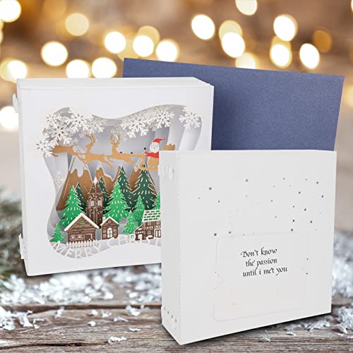 KIMI-HOSI 3D Pop Up Tarjetas Navidad 3D Pop-up Tarjeta de Año Nuevo Tarjeta Felicitación con Sobres Hechas a Mano Postales Tarjeta Regalo Navidad Caja de Navidad