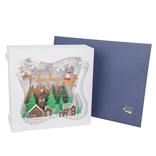KIMI-HOSI 3D Pop Up Tarjetas Navidad 3D Pop-up Tarjeta de Año Nuevo Tarjeta Felicitación con Sobres Hechas a Mano Postales Tarjeta Regalo Navidad Caja de Navidad