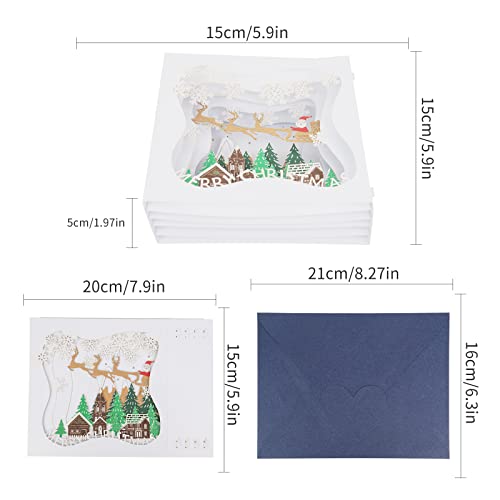 KIMI-HOSI 3D Pop Up Tarjetas Navidad 3D Pop-up Tarjeta de Año Nuevo Tarjeta Felicitación con Sobres Hechas a Mano Postales Tarjeta Regalo Navidad Caja de Navidad