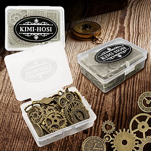 KIMI-HOSI 40pcs Steampunk Engranajes Relojes Surtidos Metal Cogs Colgante Manualidades de Bricolaje para Sombreros Pulseras Decoración de Ropa - Bronce