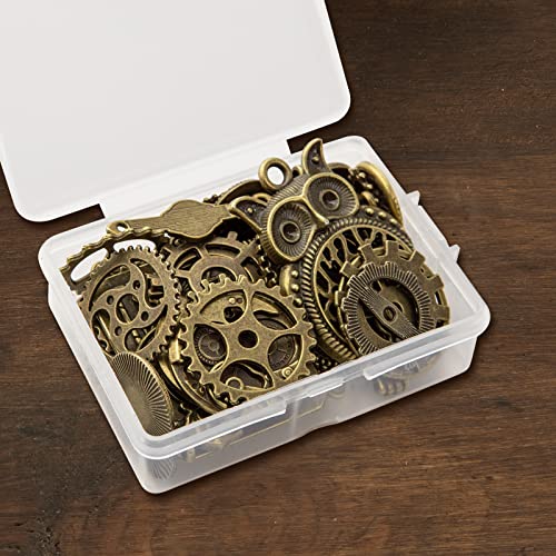 KIMI-HOSI 40pcs Steampunk Engranajes Relojes Surtidos Metal Cogs Colgante Manualidades de Bricolaje para Sombreros Pulseras Decoración de Ropa - Bronce