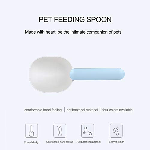 Kincown [Mango largo con clip GOG para comida, pala para gato, pala de medición de comida para perros, cuchara de medición de alimentos para mascotas, 1 taza cuchara de medición (azul)