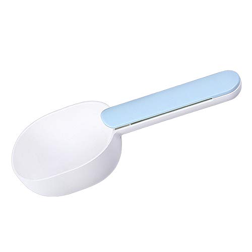 Kincown [Mango largo con clip GOG para comida, pala para gato, pala de medición de comida para perros, cuchara de medición de alimentos para mascotas, 1 taza cuchara de medición (azul)