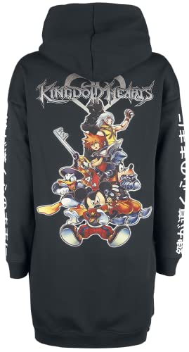 KINGDOM HEARTS Group Mujer Vestidos de Longitud Media Negro S, 60% algodón, 40% poliéster,