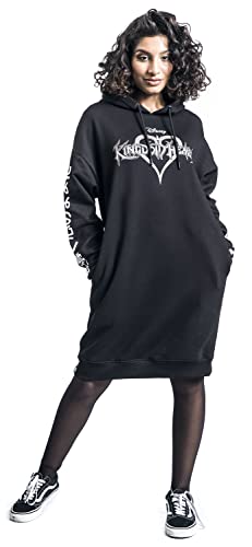 KINGDOM HEARTS Group Mujer Vestidos de Longitud Media Negro S, 60% algodón, 40% poliéster,
