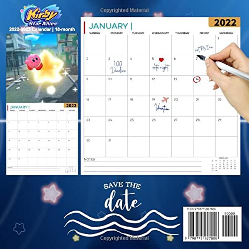 Kirby Star Allies: OFFICIAL 2022 Calendar - Video Game calendar 2022 - 18 monthly 2022-2023 Calendar - Planner Gifts for boys girls kids and all Fans BIG SIZE