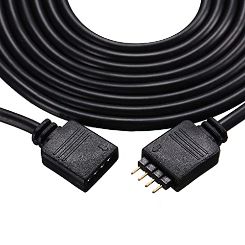 Kit de 6 Cables de Extensión RGB de 4 Pines Conector de Tira de LED Cable de Puente de Tira sin Soldadura con 12 Pines Conectores para 5050 3528 RGB (Negro, 1,6 FT, 3,3 FT, 6,6 FT)