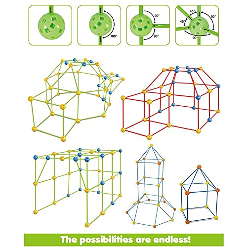 Kit de construcción Fort para niños 72 bolas 102 palos Forts Builder regalo creativo Fort Toy Juguetes de aprendizaje Magic Forts House