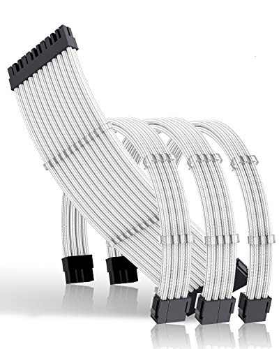 Kit de extensión de cable, Cable Fuente Alimentacion Modular, Conectores PSU, Cable ATX EPS PCI-E con peines, Sleeved Cables, 30 CM